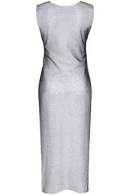 Demoniq Silver Touch Iolanda – langes Netzkleid mit Silberfaden, Nahaufnahme der Trägerdetails