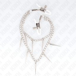 Spikes-Elemente der Kink Nippelklemmen-Kette in Nahaufnahme von vorn