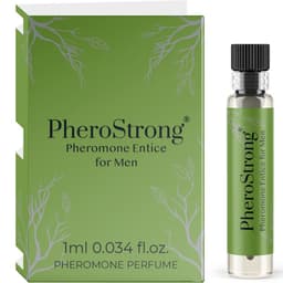 PheroStrong Entice Pheromon-Parfum für Männer, 1-ml-Probe im Größenvergleich