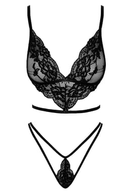 Kissable Dessous-Set in Schwarz, Detailaufnahme der verstellbaren Träger am BH