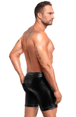 Noir Handmade Rogue Shorts, Ansicht der Saumlänge im Detail