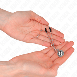 Kink – dünne Nippelklemmen mit Glöckchen, 7 cm – Silber, Ansicht 13