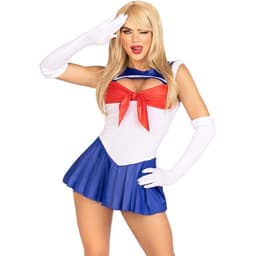 Leg Avenue Sexy Sailor Matrosen-Kostüm mit Faltenrock, Rückansicht des Kostüms am Model