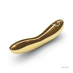 Lelo Inez 24K Gold Klitorisvibrator von der Seite, Bedienelemente im Detail