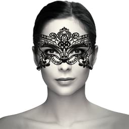 Coquette Chic Desire breite Augenmaske aus schwarzer Spitze, Detailansicht des Spitzenmusters