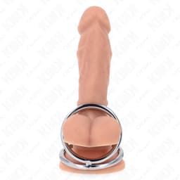 Verchromte Oberfläche eines Kink Metall-Penisrings in der Nahaufnahme