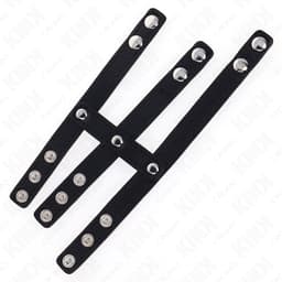 Verpackung des Kink dreifachen Leder-Penisrings mit Produktabbildung