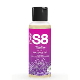 Stimul8 S8 Massageöl Box 3 x 50 ml, Nahaufnahme des Flaschenkopfs
