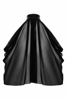 Noir Handmade Tüll-Bolero in Schwarz am Model getragen, seitliche Ansicht im Ganzen