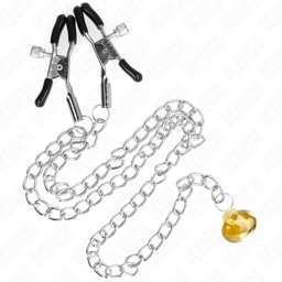 Kink Nippelklemmen mit 30 cm Kette und Hornanhänger, Gesamtansicht