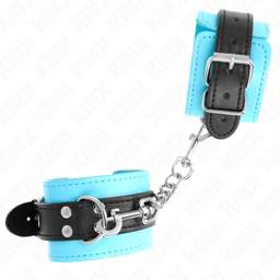 Kink Handgelenkfesseln in Blau im Größenvergleich, verstellbar 20–28 cm