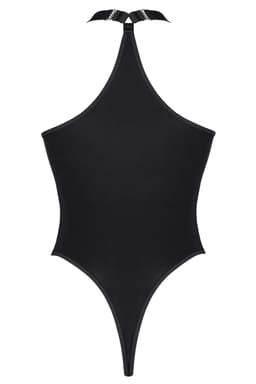 Demoniq LadyX Trini – Body aus blickdichtem Stoff und Spitze, Detailaufnahme des Verschlusses
