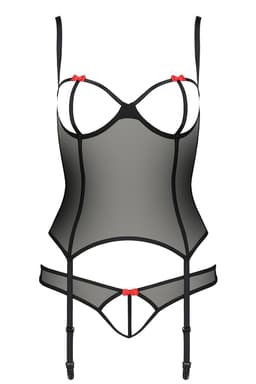 Passion Devil Collection Corsage in Schwarz, Gesamtansicht von vorne