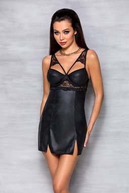 Passion Chemise in Schwarz, Rückenansicht mit Hakenverschluss