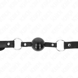 Kink Ballknebel mit Gurtverschluss im Detail, Nahaufnahme der Schnalle