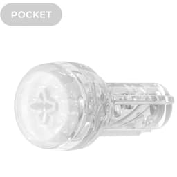 Kiiroo Feel Pocket Stroker Crystal von der Seite, Glasstruktur im Detail
