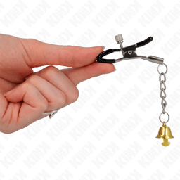 Kink – silberfarbene Nippelklemmen mit Glockenanhänger, 6 cm – Gold, Ansicht 9