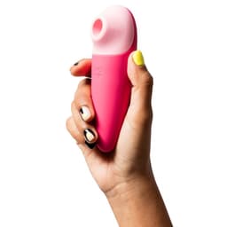 ROMP Shine X Stabvibrator in Rosa, Seitenansicht mit großem Kopf und flexiblem Hals