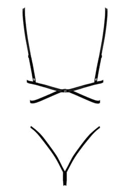Kissable Dessous-Set in Schwarz, Detailaufnahme des Hakenverschlusses auf der Rückseite