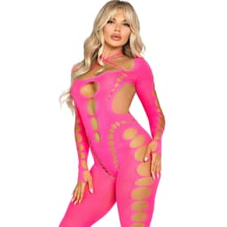 Leg Avenue Bodystocking rosa, Detail der Cut-outs an Taille und Vorderseite