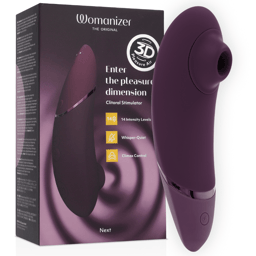 Womanizer Next Klitorisstimulator mit 3D Pleasure Air in Dunkellila, Gesamtansicht des Stimulators