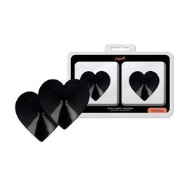 Coquette Chic Desire Nippelabdeckungen als schwarze Herzen, Gesamtansicht des Paares