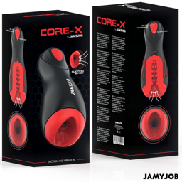 Verpackung des Jamyjob Core-X Masturbators mit Produktabbildung und Markenlogo