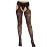 Leg Avenue Blumenspitzen-Strümpfe mit Criss-Cross-Strumpfhalter