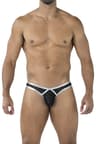 Cut4Men – String mit Netz im Karomuster, Schwarz-Silber