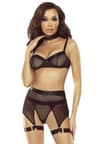Provocative – 6-teiliges Netz-Dessous-Set mit Strumpfbändern
