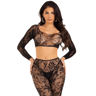 Leg Avenue Set – Spitzen-Crop-Top mit fußloser Strumpfhose
