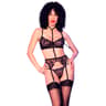 Chilirose Dessous-Set in Schwarz – BH, Strumpfgürtel und Tanga