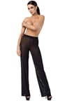 Noir Handmade F374 Onyx Sheer Palazzo Hose mit Silberfäden
