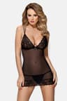 Obsessive 854 – Chemise mit Strass-Applikation, inklusive String