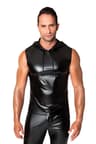 Noir Handmade Men Chaos – Ärmelloses Wetlook-Kapuzenshirt, schwarz