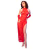 Chilirose Spitzenkleid in – mit Handschuhen und Tanga