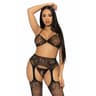 Leg Avenue – Set aus Spitzen-BH, String und Netzstrümpfen