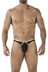 Cut4Men – String mit Netz im Karomuster, Schwarz-Gold