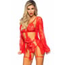 Leg Avenue – Teddy- und Morgenmantel-Set aus Spitze in Rot