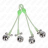 Kink – nachleuchtende Totenkopf-Nippelklemmen mit Glöckchen, Grün