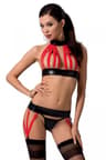 Passion Aziza – Dessous-Set aus Lederimitat, dreiteilig