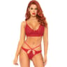 Leg Avenue – 2-teiliges Set aus Spitzen-Bralette und String, rot