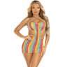 Leg Avenue Minikleid – Neckholder-Wickelkleid mit Regenbogenstreifen