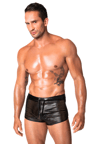 Noir Handmade Men Chaos – Perforierte Wetlook-Shorts, schwarz
