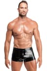 Noir Handmade Voltage – Ultrakurze Lack-Shorts mit Dreiwege-Reißverschluss