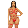 Leg Avenue Kink – Harness-Teddy aus Kunstleder mit O-Ringen