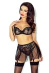 Demoniq Catherine – Dessous-Set, aus Spitze und Tüll, dreiteilig