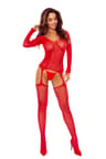 Passion BS125 – Ouvert-Bodystocking aus Netzstoff in Rot