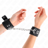 Kink – Nylon-Handgelenkfesseln mit schwarzem Ledergurt