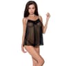 Passion Melania – Chemise in Schwarz mit passendem Tanga